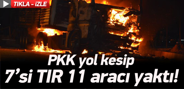 PKK yol kesip 7'si TIR 11 aracı yaktı