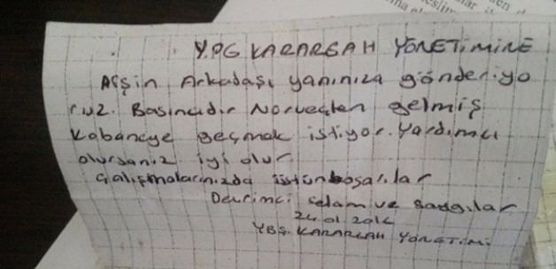 Diyarbakırda yakalanan Norveçli'den çıkan not